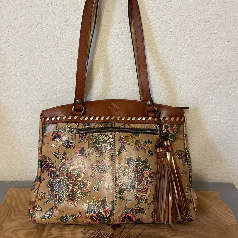 Patricia Nash Brown/Goldish Leather Handbag